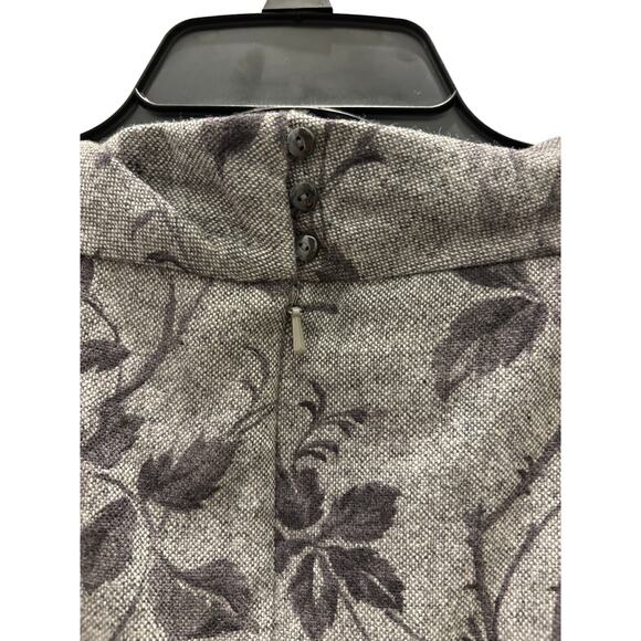 NWOT Talbots Wool Tailored Dress, Gray w/ Black Flowers, Size 4 - Picture 3 of 6